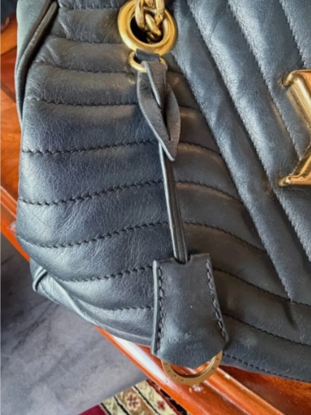 Louis Vuitton New Wave Chain Tote MM Black Quilted Leather